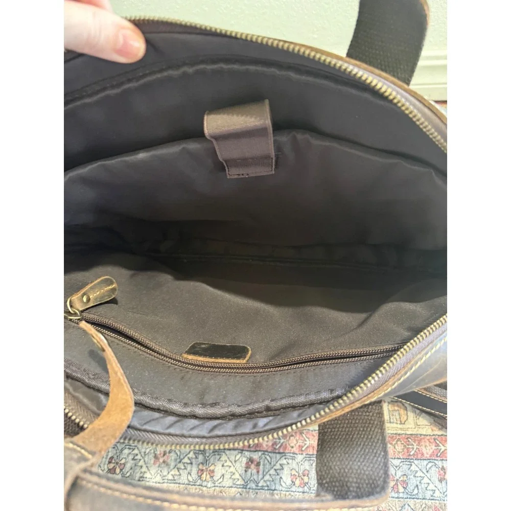 Augus Mens Brown Genuine Leather Briefcase Laptop Messenger Bag Distressed NEW